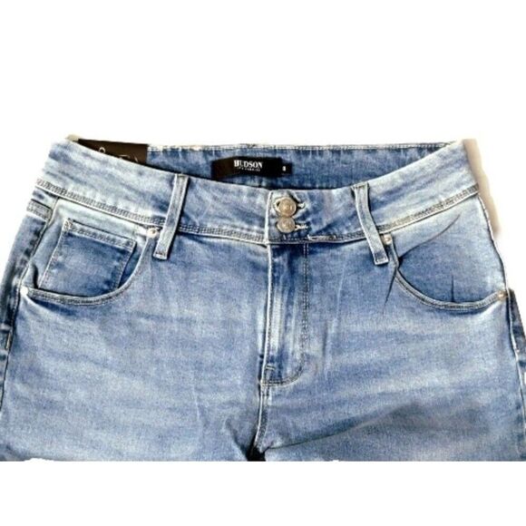 HUDSON Straight Stretch Denim Jeans Flap Back Pockets Slim Fit Mid-Rise 12/32 - Picture 8 of 10